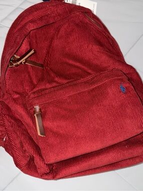 Polo by Ralph Lauren Red Corduroy Backpack 🎒